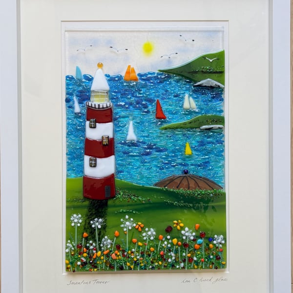 Plymouth hoe - fused glass landscape
