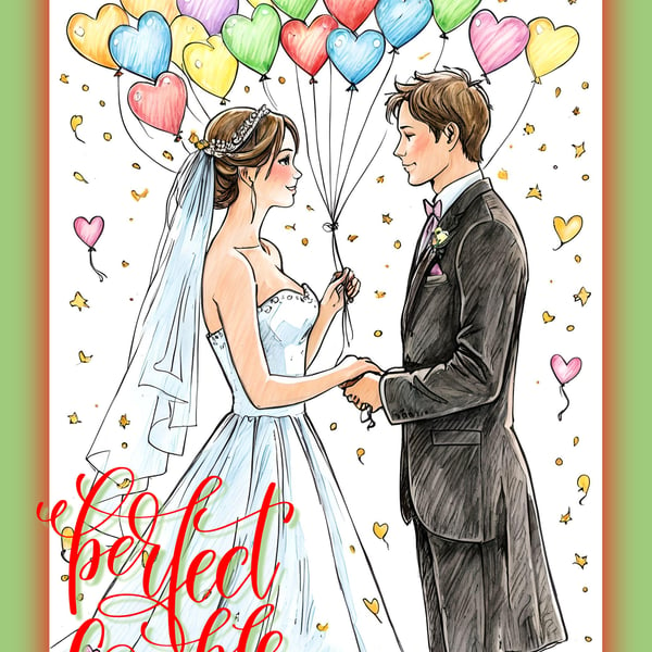 Perfect Couple Wedding Day Card A5