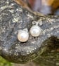      Pearl stud earrings sterling silver 