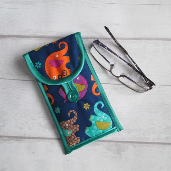 Colourful Elephants Soft Fabric Glasses Case or Phone Case
