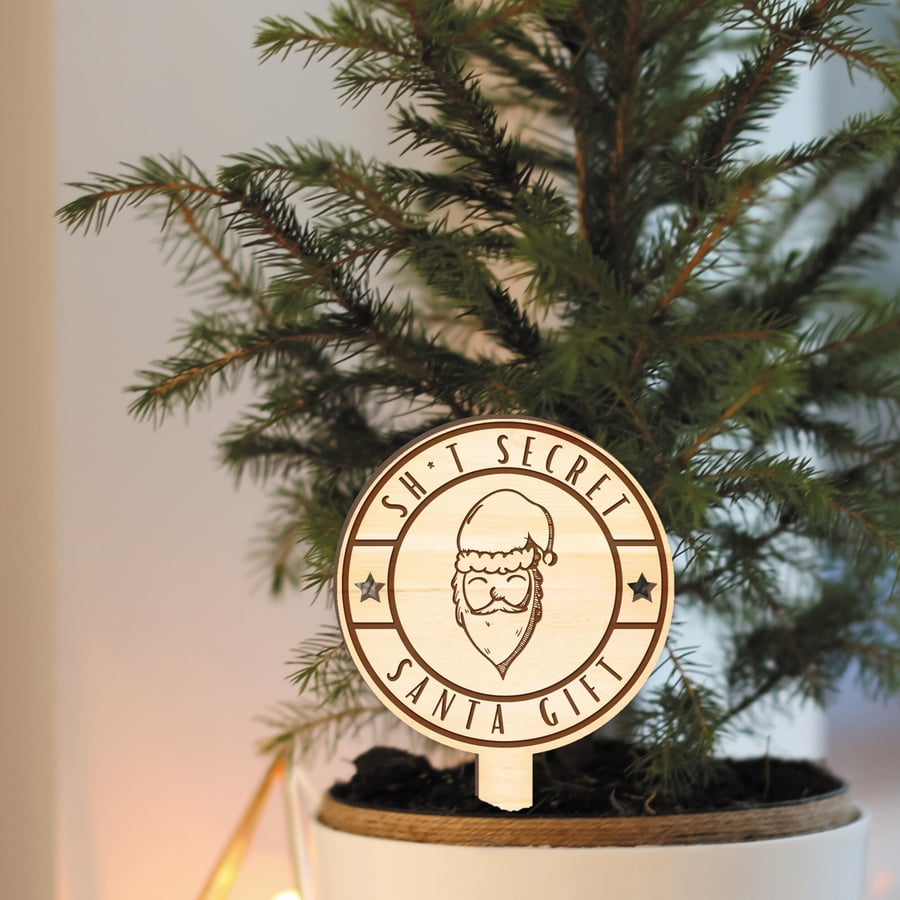 Sht Secret Santa Gift Plant Tag - Small Christmas Gift For Secret Santa Funny