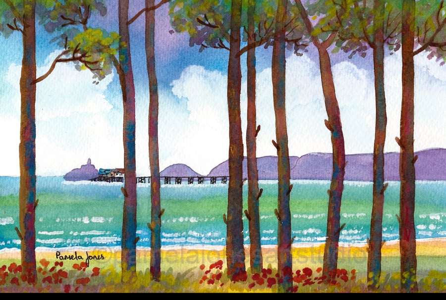 Mumbles Through The Trees, Original Watercolour, in 14 x 11 '' Mount