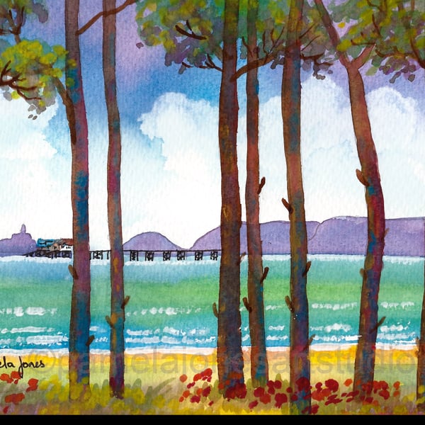 Mumbles Through The Trees, Original Watercolour, in 14 x 11 '' Mount