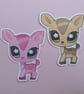  Pink And Brown Cute Toy Deer Stickers - Pack of 2 - Image 2