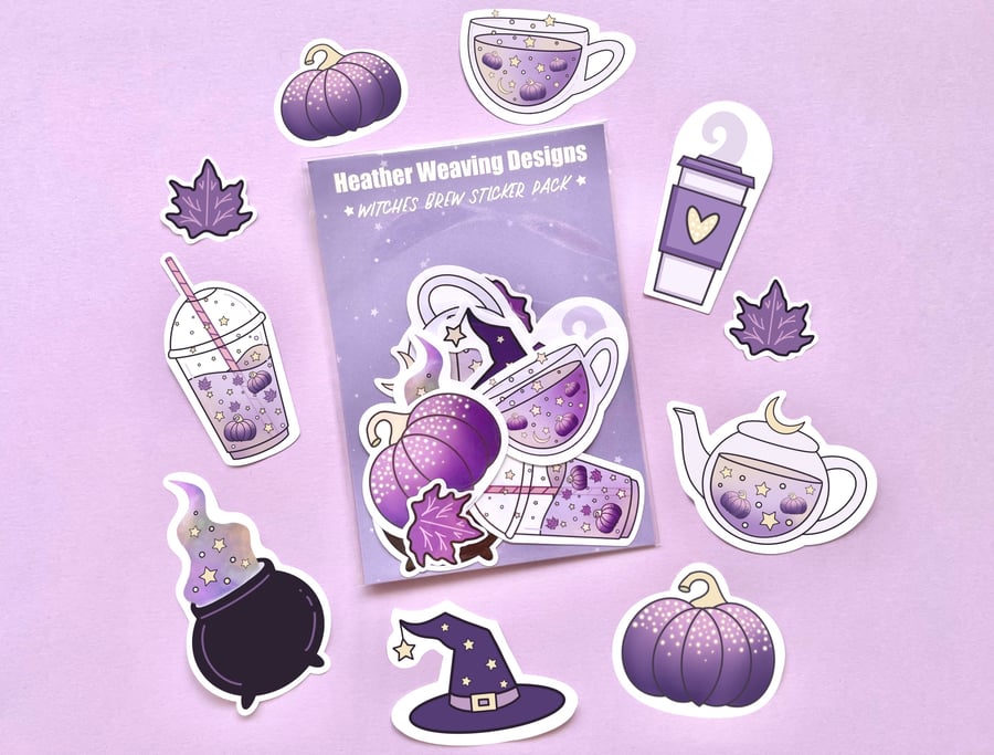 Witches Brew Halloween Sticker Pack, Autumn Stickers.