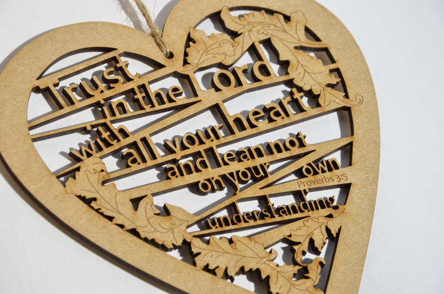 Large wooden heart - Trust (Proverbs 3:5)