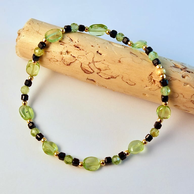 Peridot & Spinel Bracelet - August Birthday, Leo, Anniversary, Gifts For Her