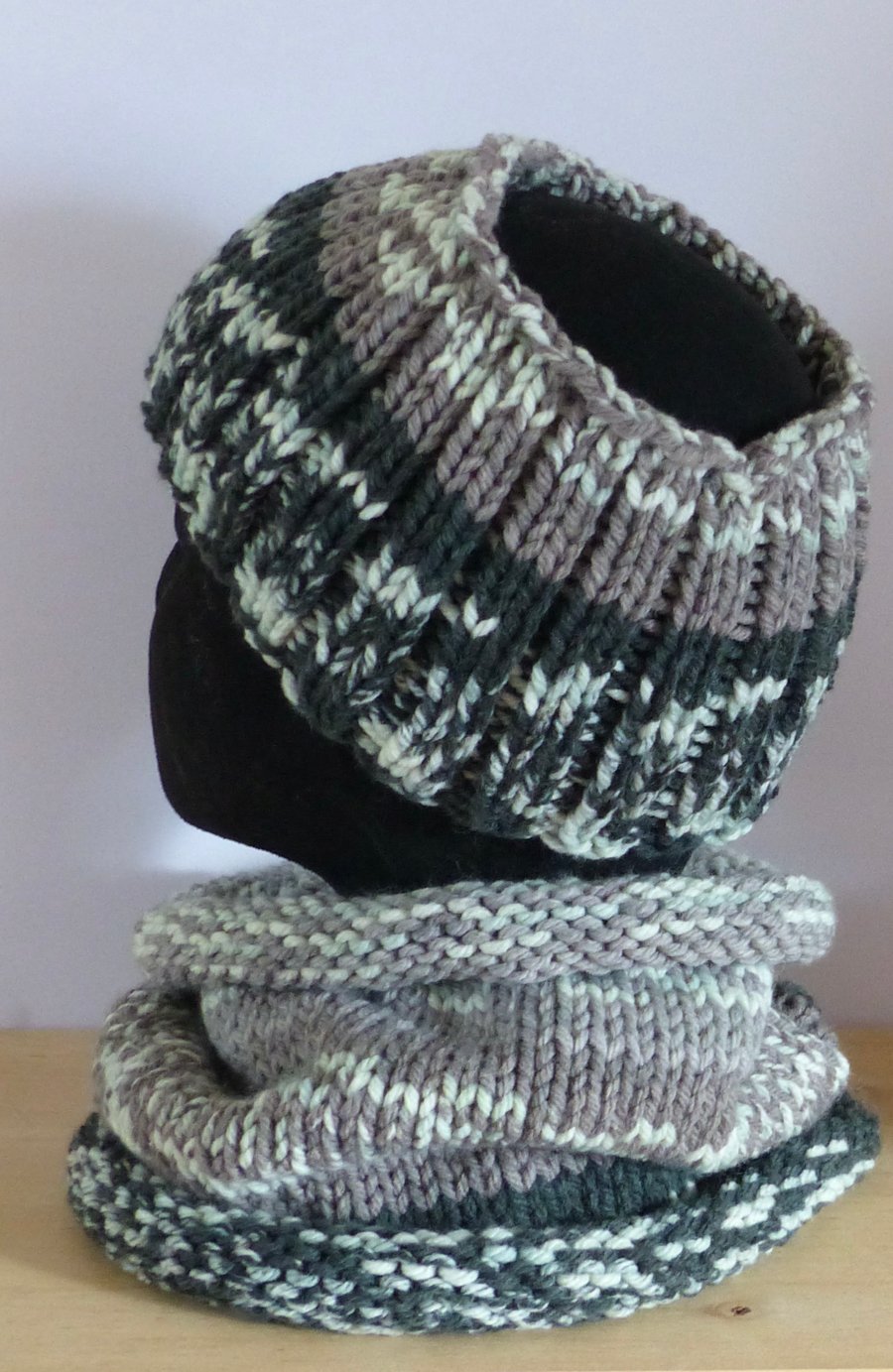 Knitted 'Nordic' Cowl & Headband