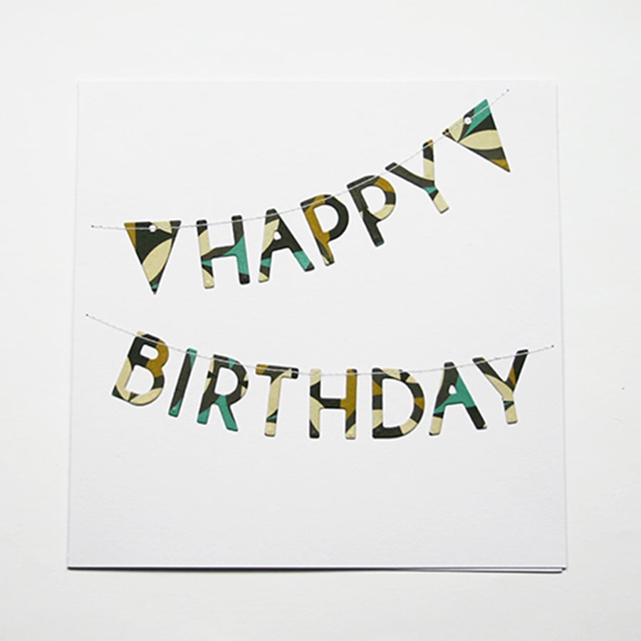 Bunting Happy Birthday card curves