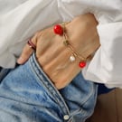 Tomato Charm Bracelet, Pearl Gold Chain, As Seen in Royal Ascot Style Guide 2026
