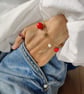 Tomato Charm Bracelet, Handmade Polymer Clay Bracelet, Pearl Gold Chain Bracelet