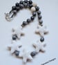 Lava Rock -Lava Stone & Grey Picture Jasper Necklace. ONE OFF - Image 5