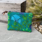Vintage floral Roundelay coin purse zip pouch reclaimed seventies fabric