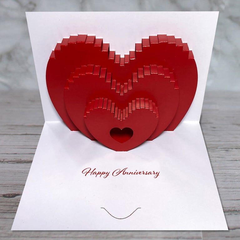 Wedding anniversary heart pop-up card