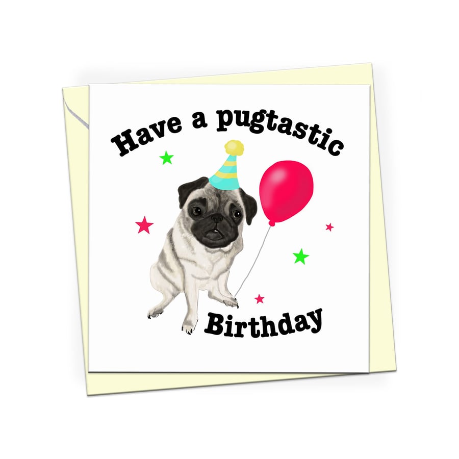 Pug Birthday card, card for a pug owner, pug puppy birthday