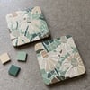 Mosaic Coasters : White and Teal Daisies