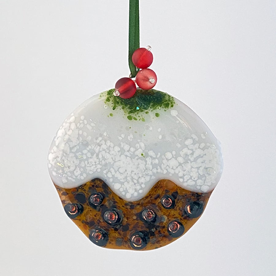 Fused Glass Christmas Pudding Decoration