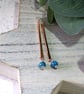 Earrings, Hammered Copper Bar with Teal Apatite and Sterling Silver - Image 6