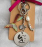 Gorgeous Maybe I'm a Mermaid Key Ring - Red Green Tail -  Bag Charm - Key Chain. - Image 5