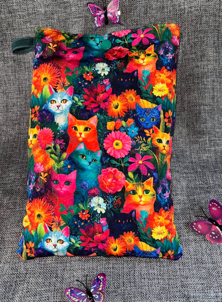 Bright Colours and Cats Book Sleeve, Cover, Pouch, Padded Protection