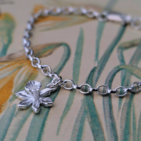 Silver Daffodil Bracelet, Spring Welsh Flower Jewellery