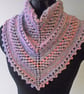 Neckwarmer, Kerchief Cowl, Scarf, Knitted Handspun, Lilac, Peach Merino - Image 1