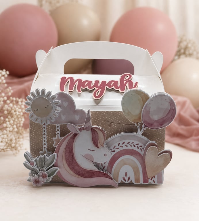 Personalised Sleeping Unicorn Party Favour Boxes, Set of 6