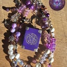 Mystic Purple Handmade Phone Charm, with a miniature spell book centerpiece 