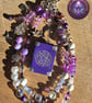 Mystic Purple Handmade Phone Charm, with a miniature spell book centerpiece 