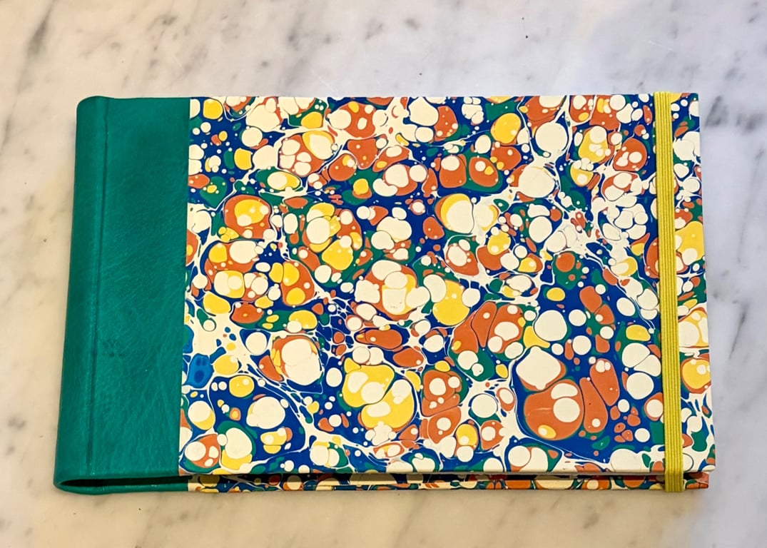 HANDMADE A5 LEATHER MARBLED SKETCHBOOK 