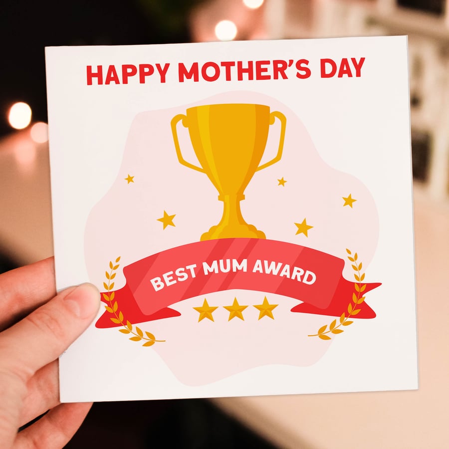 Mother's Day card: Best mum, mom award