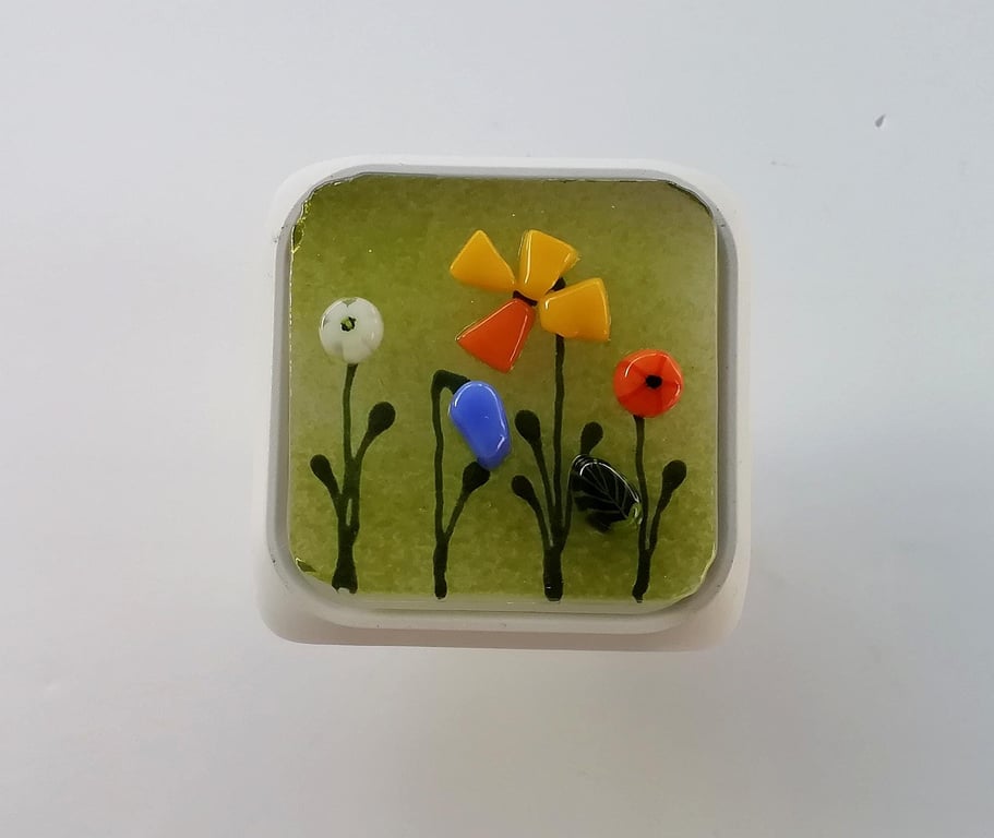 Spring flower plug in night light, nursery decor, corridor light, fused glass pl