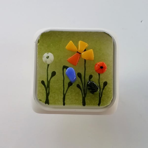 Spring flower plug in night light, nursery decor, corridor light, fused glass pl