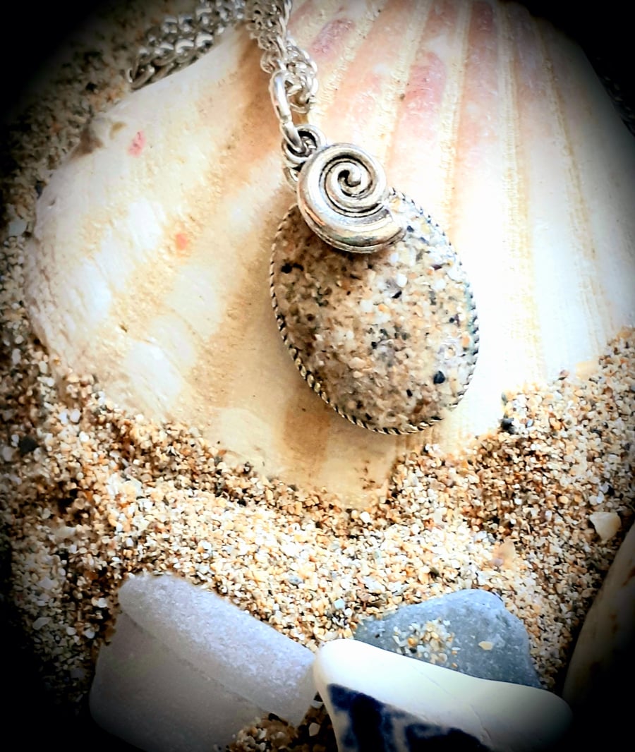 Watergate Bay beach sand filled pendant necklace