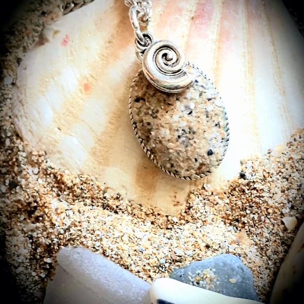 Watergate Bay beach sand filled pendant necklace