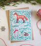 Pack of 4 Folk Forest Animals Christmas cards  - Image 2