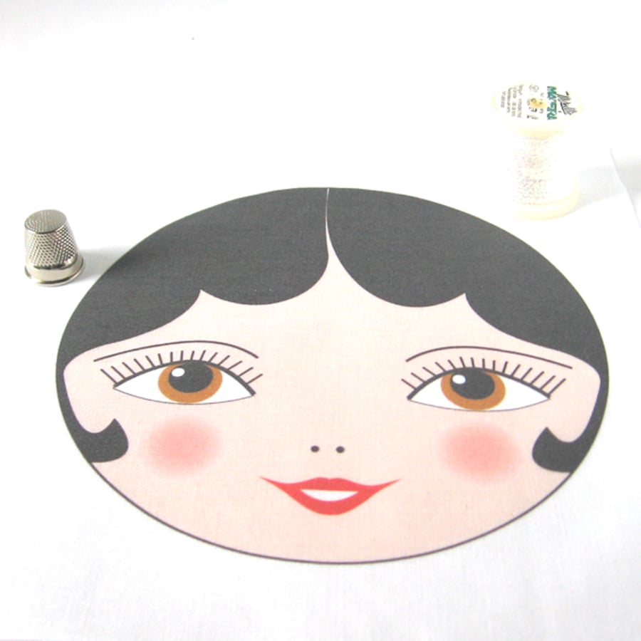Large Fabric Doll Face - Sew in Matryoshka doll face - Anya Doll Face 