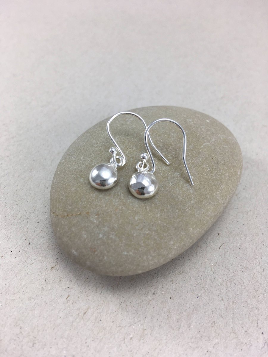 Sterling Silver Pebble Earrings, Polished Silver Nugget Earrings