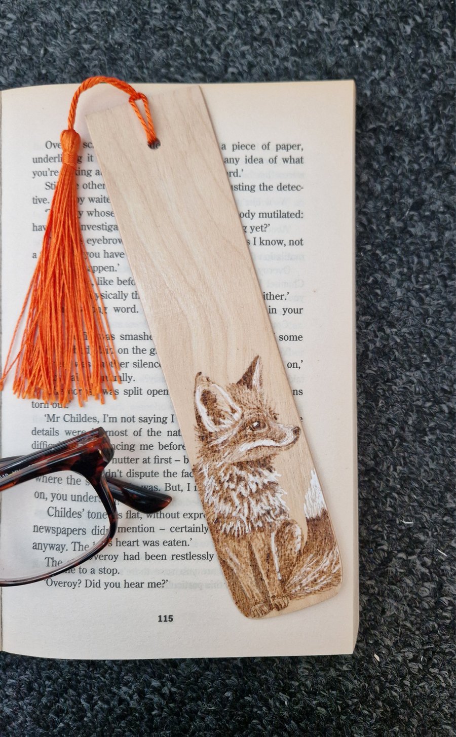 Hand Burned Wooden Bookmark - Fox