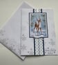  CHRISTMAS CARDS,( pack of 4, large ) Deer . Nature . Traditional. Red, gold. - Image 6