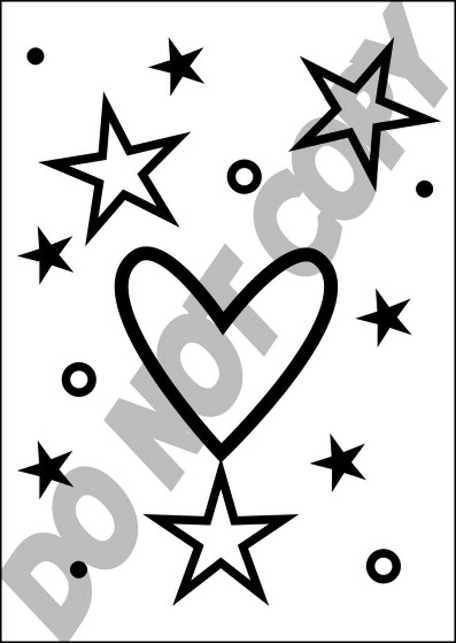 Heart and Stars Print Stencil - Reusable - DIY