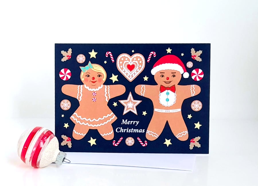 Gingerbread Christmas Card, Cosy Festive Art