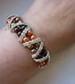 COFFEE, CHOCOLATE BROWN AND COPPER RHINESTONE BRACELET.  929 - Image 4