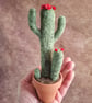 Needle Felted Flowering Cactus, Using Natural Wool Fibres. Real Terracotta Pot.  - Image 2