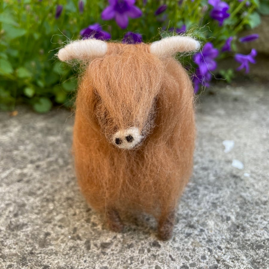 Little model highland cow, needle felted