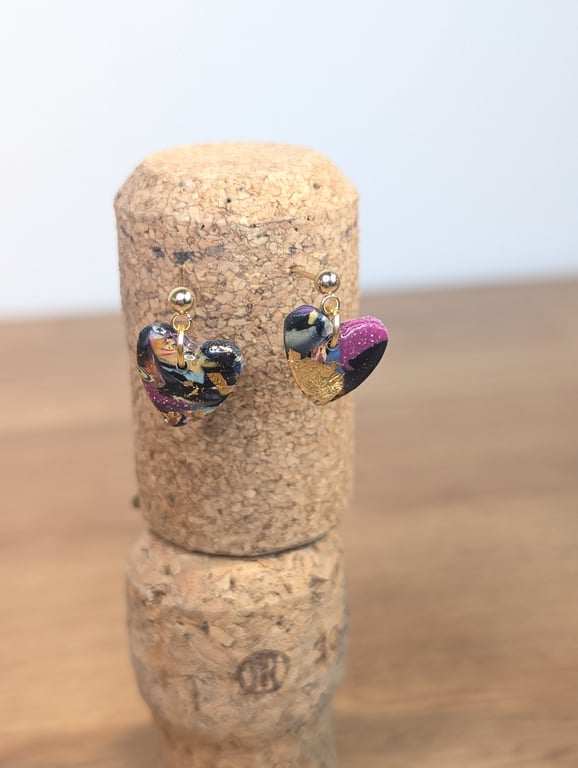 Summer bloom scrap stud heart dangle