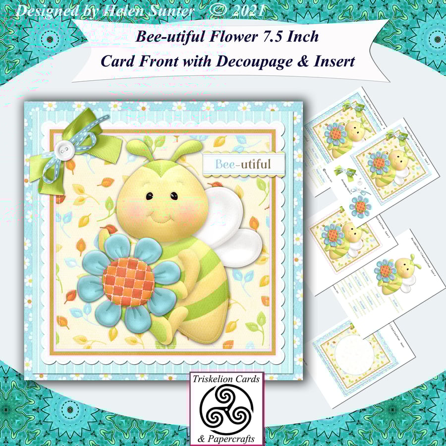 Printable Bee-Utiful 7.5 Inch Decoupage Card Front Card Making Kit