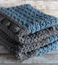 Chunky Baby Blanket, Blue and Grey, 