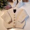 Cream Baby Hand Knitted Cardigan  & Matching Booties 0-6 months size
