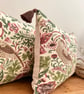 William Morris Strawberry Thief Cushion Cover - Rose & Green, Ticking Stripe
